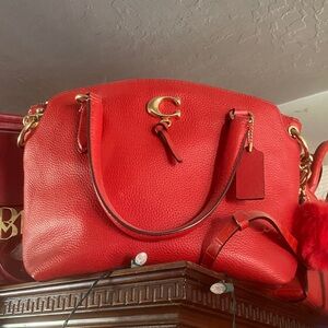 C Brand Vibrant Red Leather Satchel